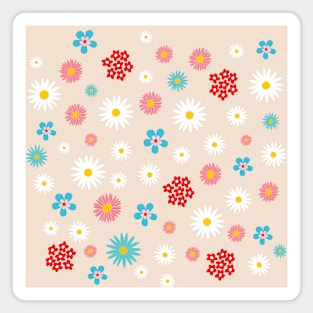 Spring Flower Pattern on Cream background Magnet